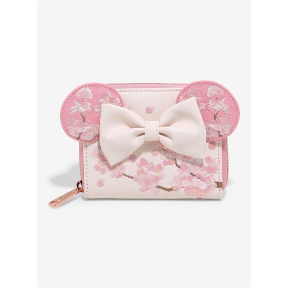 Loungefly Disney Minnie Mouse Cherry Blossom Ears Zip Wallet - Picture 5 of 8